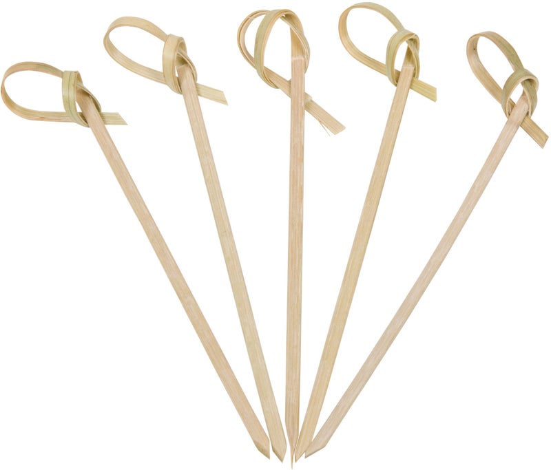 KingSeal 200 Count | KingSeal Bamboo Wood Flower Knot Picks, Skewers, 3.5 Inches, Perfect for Cocktails and Appetizers - 2 Packs of 100 Count - Image 1